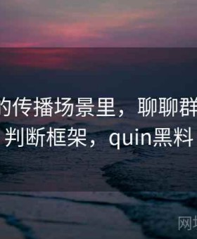 黑料网的传播场景里，聊聊群体极化：判断框架，quin黑料
