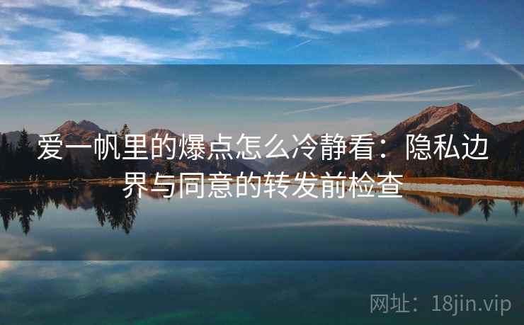 爱一帆里的爆点怎么冷静看：隐私边界与同意的转发前检查